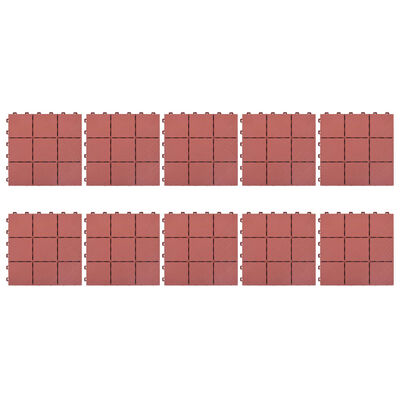 vidaXL Pločice za trijem 10 kom crvene 30,5 x 30,5 cm plastične