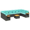 vidaXL 11-dijelni set vrtnih sofa od poliratana s jastucima crni