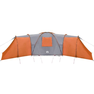 vidaXL Šator za kampiranje za 12 osoba sivo-narančasti vodootporni