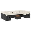 vidaXL 11-dijelni set vrtnih sofa od poliratana s jastucima crni