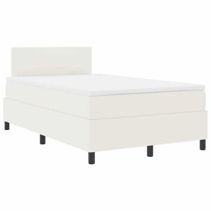 vidaXL LED Box Spring Krevet s uzglavljem Krema i bijela 120 x 190 cm