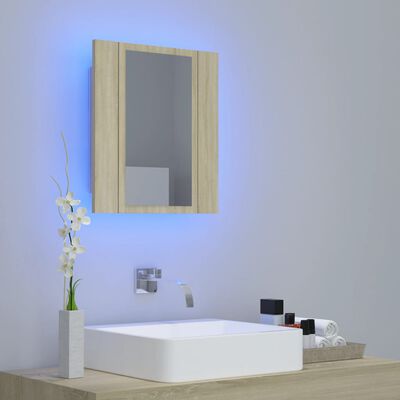 vidaXL LED kupaonski ormarić s ogledalom boja hrasta 40 x 12 x 45 cm