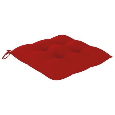vidaXL Stolica za ljuljanje s crvenim jastukom od masivne tikovine