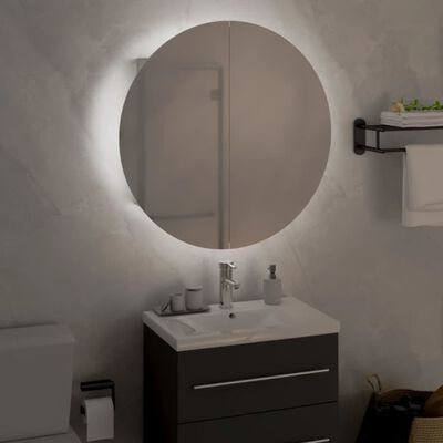 vidaXL Kupaonski ormarić s okruglim ogledalom LED bijeli 47x47x17,5 cm