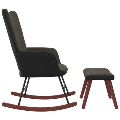 vidaXL Stolica za ljuljanje s osloncem za noge tamnosiva baršun/PVC