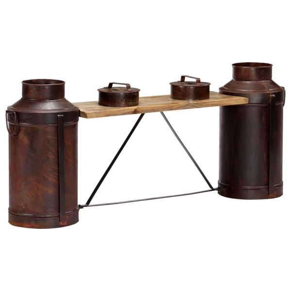 vidaXL Klupa s bocama za mlijeko od masivnog drva manga 150x33x64 cm