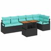 vidaXL Sjedeća garnitura za vrt 7 kom. 6-Broj sjedala Crna i tirkizna