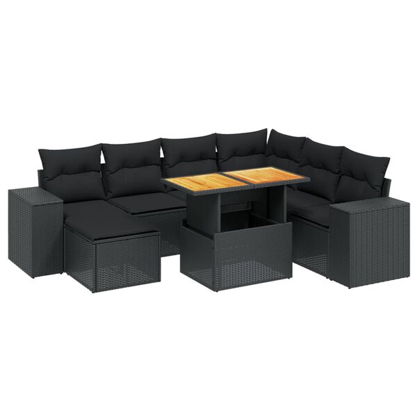 vidaXL 8-dijelni set vrtnih sofa od poliratana s jastucima crni