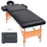 vidaXL Sklopivi stol za masažu s 2 zone debljina 10 cm crni