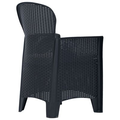 vidaXL Vrtne stolice 2 kom s jastucima antracit plastične nalik na ratan