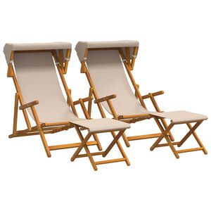 vidaXL Ležaljka 4 pcs 3 Pozicija Čvrsto drvo eukaliptusa Bež