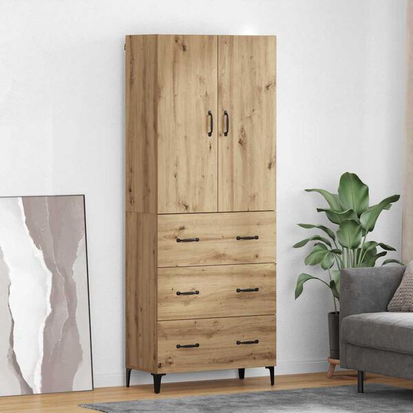 vidaXL Highboard Umjetnički hrast 69,5 x 34 x 180 cm Konstruirano drvo