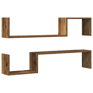 vidaXL Zidne police 2 kom staro drvo 100x15x20 cm konstruirano drvo