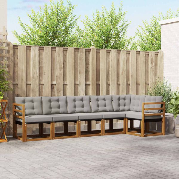 vidaXL Set vanjskih sofa s jastukom 6 pcs Prirodna i svijetlo siva