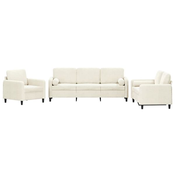 vidaXL 3-dijelni set sofa s jastucima krem bar&scaron;unasti