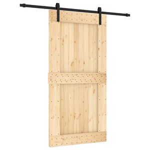 vidaXL Klizna vrata Prirodna i crna 100 x 210 cm Čvrsta borovina
