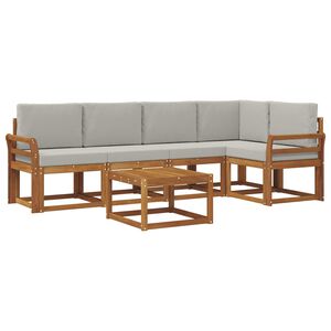 vidaXL Set vanjskih sofa s jastukom 6 pcs Prirodna i svijetlo siva