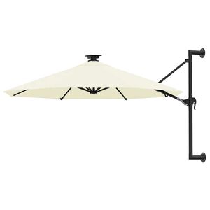 vidaXL Zidni vrtni suncobran s LED svjetlima 300 cm boja pijeska