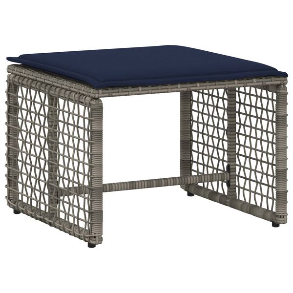 vidaXL Set vanjskog namje&scaron;taja s jastukom 5 pcs Siva i mornarsko plava