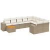 vidaXL 10-dijelni set vrtnih sofa s jastucima bež od poliratana