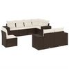vidaXL 8-dijelni set vrtnih sofa s jastucima smeđi od poliratana