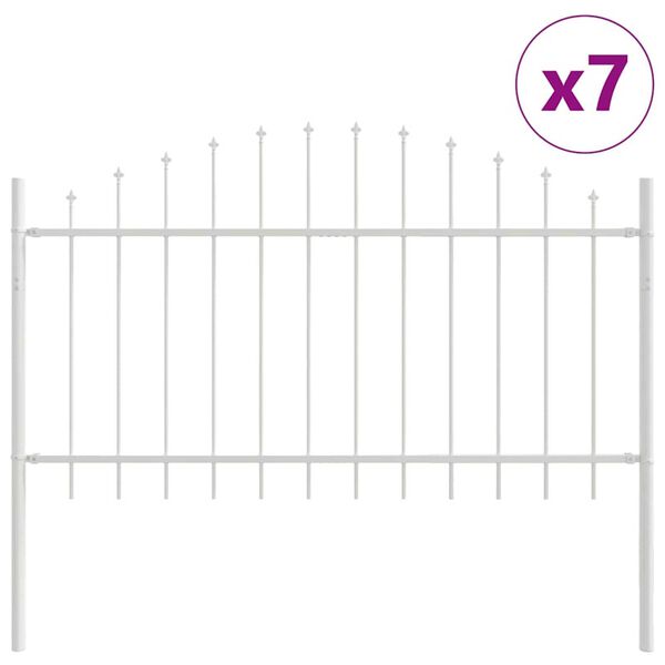 vidaXL Vrtna Ograda 7 pcs Bijelo 170 x 140 cm Čelik s prahom premazan