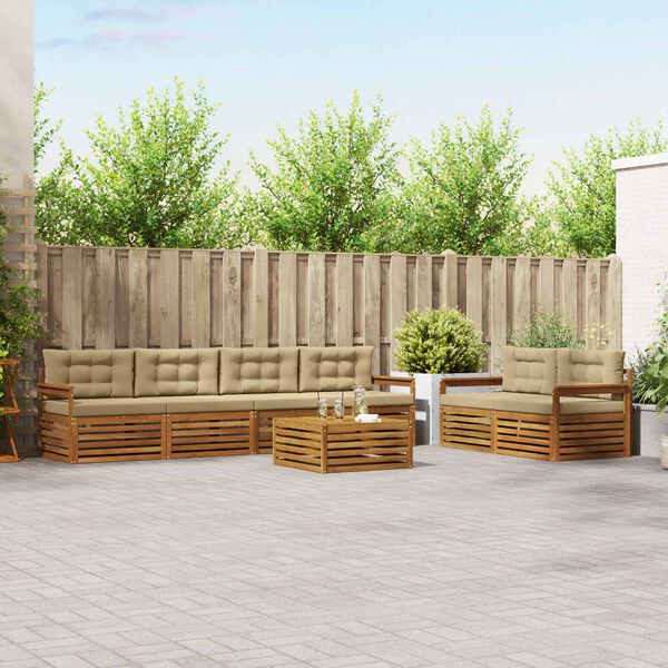 vidaXL Set vanjskih sofa s jastukom 7 pcs Prirodna i bež