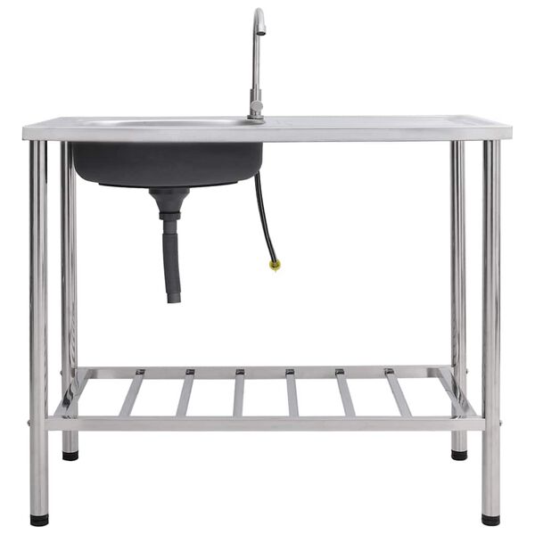 vidaXL Sudoper za kampiranje s 1 kadicom i slavinom nehrđajući čelik