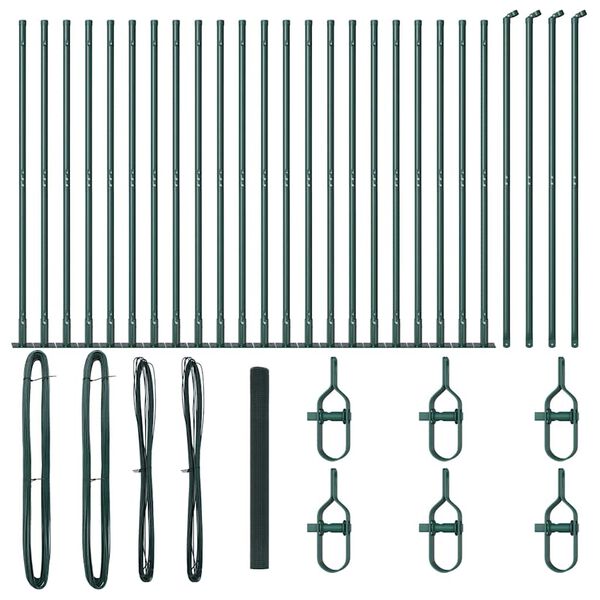 vidaXL Stup za ogradu Zelena 50 x 1,4 m (16 x 16 mm mreža) Čelik i PVC