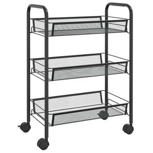 vidaXL Kuhinjska kolica s 3 razine crna 46 x 26 x 64 cm željezna