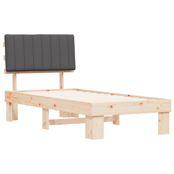 vidaXL Krevetni okvir s tapiciranim uzglavljem Tamno siva 90 x 200 cm