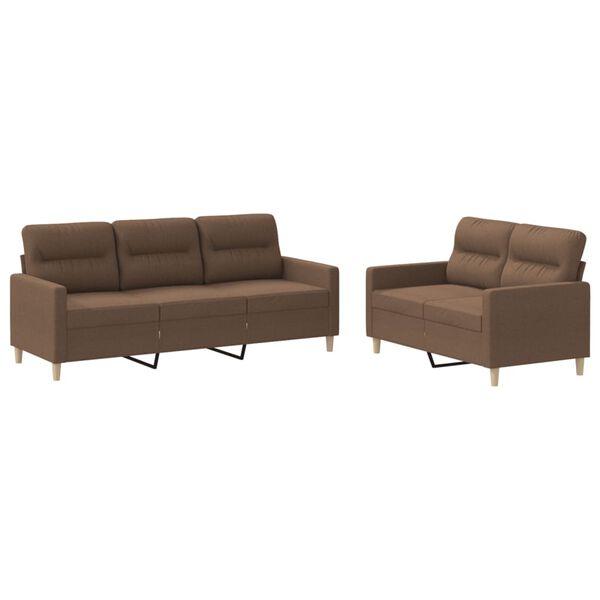 vidaXL 2-dijelni set sofa s jastucima smeđi od tkanine