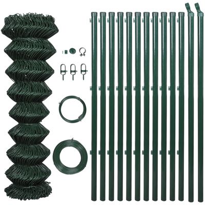 vidaXL Žičana ograda sa stupovima čelična 0,8 x 15 m zelena
