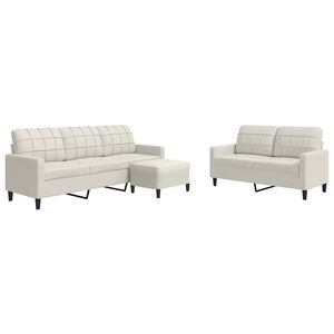 vidaXL 3-dijelni set sofa s jastucima krem bar&scaron;unasti