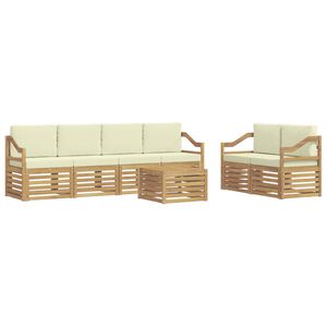vidaXL Set vanjskih sofa 7 kom. Bijela i krem Poliester