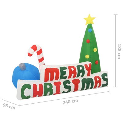 vidaXL Merry Christmas LED ukrasi na napuhavanje za drvce 240 x 188 cm
