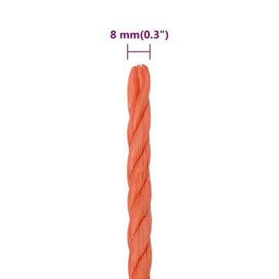 vidaXL Radno uže narančasto 8 mm 25 m od polipropilena