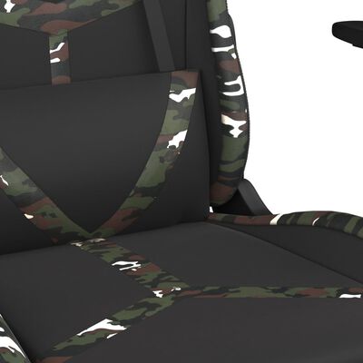vidaXL Masažna igraća stolica s osloncem crno-maskirna od umjetne kože