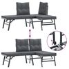 vidaXL 3-dijelni set vrtnih klupa s jastucima crni čelični