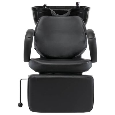 vidaXL Salonska stolica za pranje kose s umivaonikom crna umjetna koža