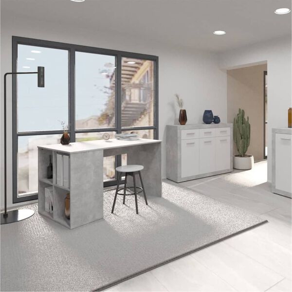 FMD radni stol s bočnim policama 117 x 73 x 75 cm boja betona