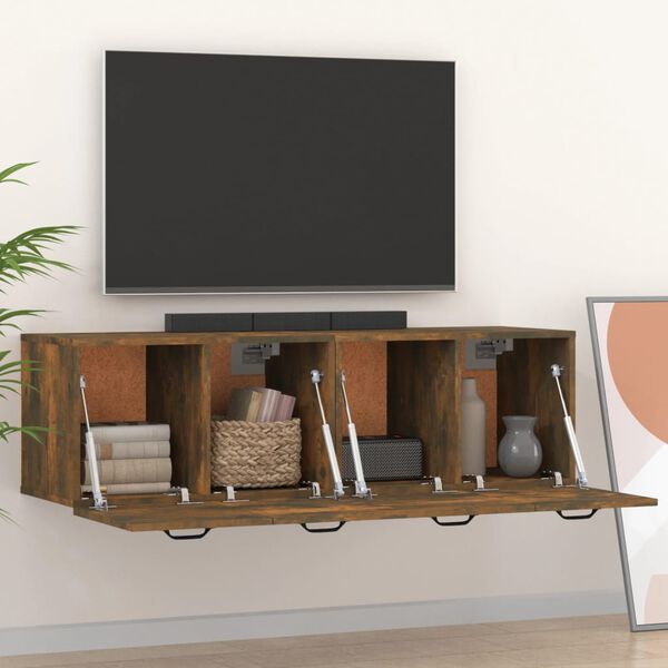 vidaXL Zidni ormarići 2 kom boja dimljenog hrasta 80x35x36,5 cm drveni