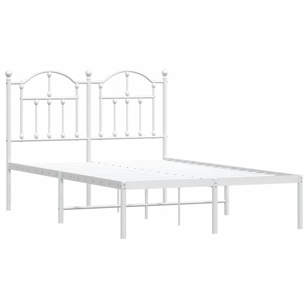 vidaXL Metalni okvir za krevet s uzglavljem bijeli 120 x 190 cm