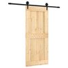vidaXL Klizna vrata Prirodna i crna 90 x 210 cm Čvrsta borovina
