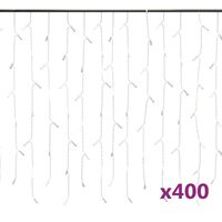 vidaXL LED zavjesa sa sigama 10 m 400 LED hladne bijele 8 funkcija