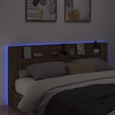 vidaXL Ormarić za uzglavlje LED boja smeđeg hrasta 220x16,5x103,5 cm