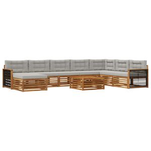 vidaXL Set vanjskih sofa s jastukom 9 pcs Prirodna i svjetlosiva