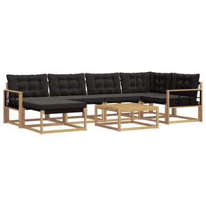 vidaXL Set vanjskih sofa 7 kom. Bijela i crna Čvrsto drvo akacije