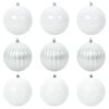 vidaXL Set Božićnih Kuglica XL 9 kom. Bijelo &Oslash; 15 cm Plastika