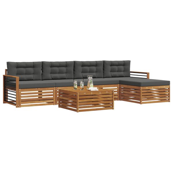 vidaXL Set vanjskih sofa s jastukom 6 pcs Prirodna i antracit